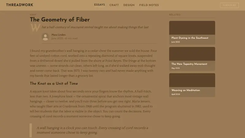 Macramé Fiber Art — Web · article