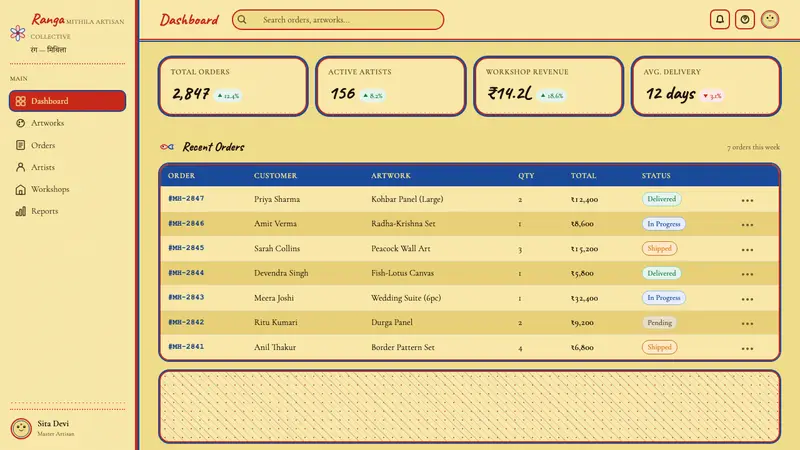 Madhubani Mithila (Bharni & Kachni) — Web · dashboard