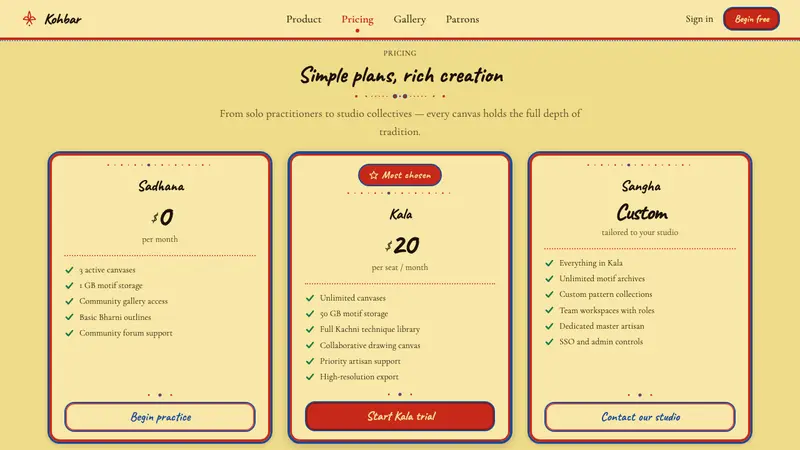 Madhubani Mithila (Bharni & Kachni) — Web · pricing