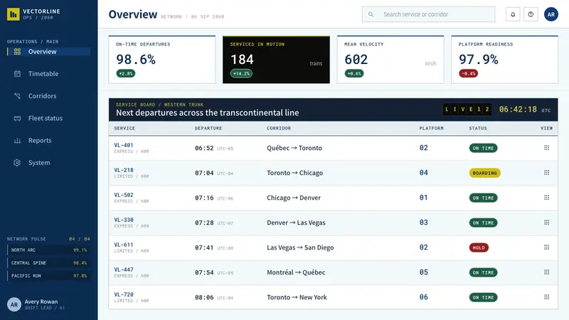 Transcontinental Maglev — Web · dashboard