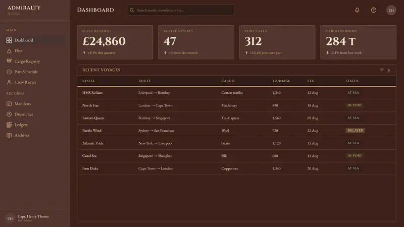 Mahogany Ship Cabin — Web · dashboard