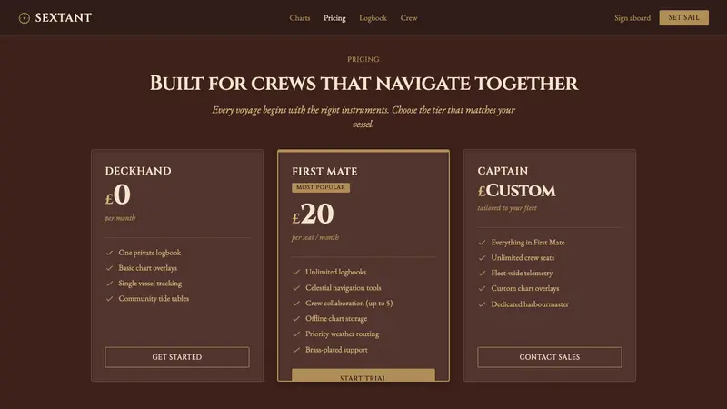 Mahogany Ship Cabin — Web · pricing