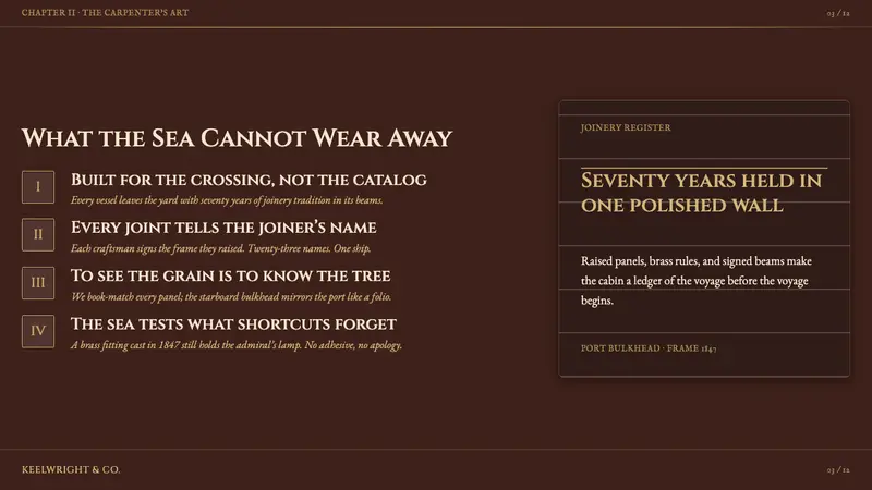 Mahogany Ship Cabin — Slides · content