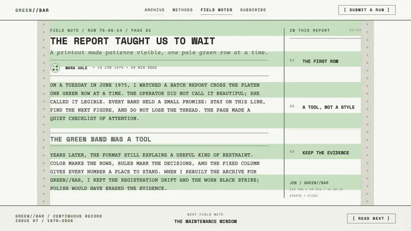 Green Bar Printout — Web · article