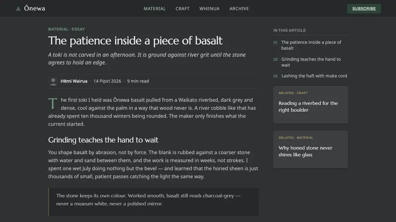 Māori Volcanic Stone — Web · article