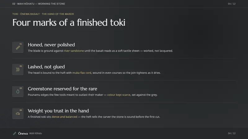 Māori Volcanic Stone — Slides · content