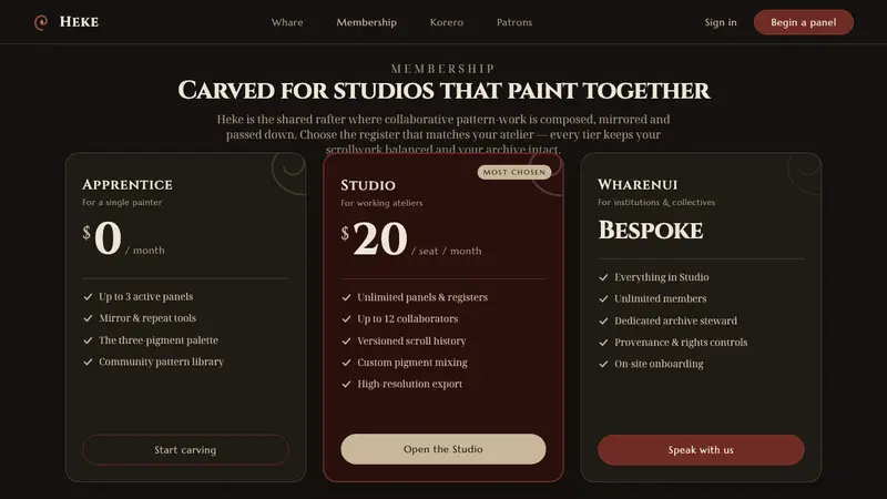 Māori Kōwhaiwhai Rafter — Web · pricing