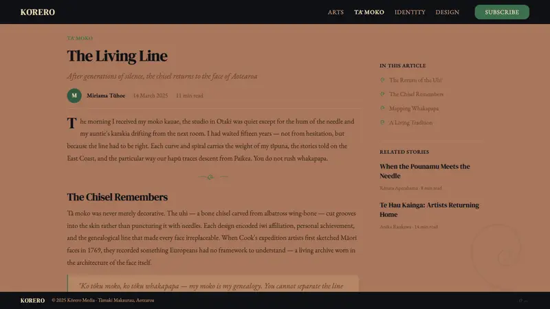 Māori Tā Moko (Facial Tattoo) — Web · article