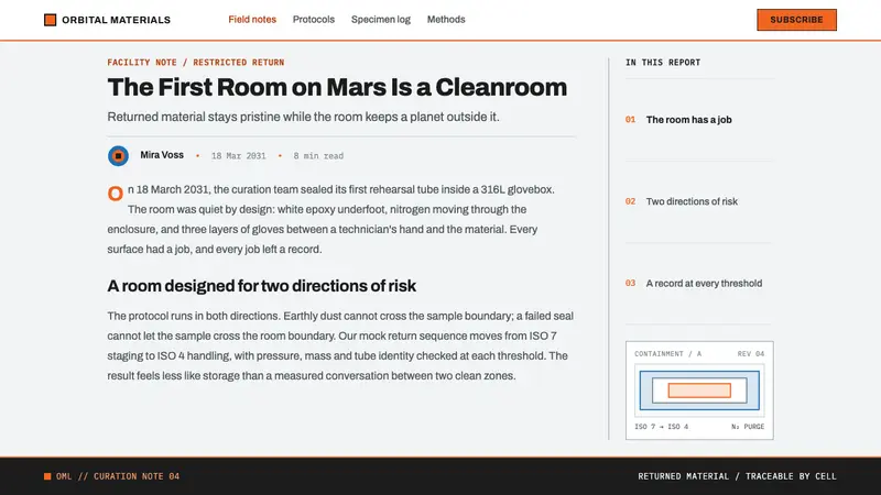 Mars Sample Curation Lab — Web · article