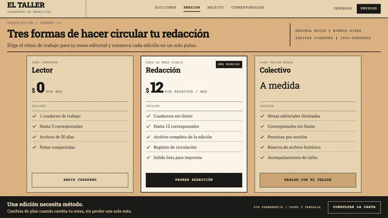 Martín Fierro Magazine — Web · pricing