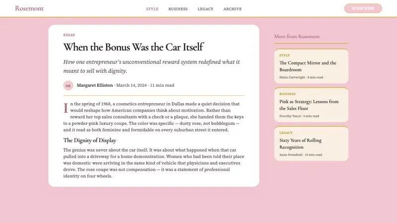 Mary Kay Pink Cadillac (1963) — Web · article