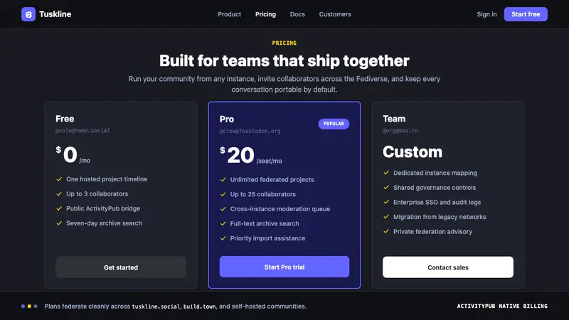 Mastodon Fediverse Elephant (2017) — Web · pricing