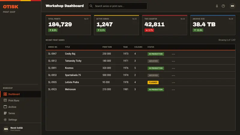 Matchbox Label — Web · dashboard