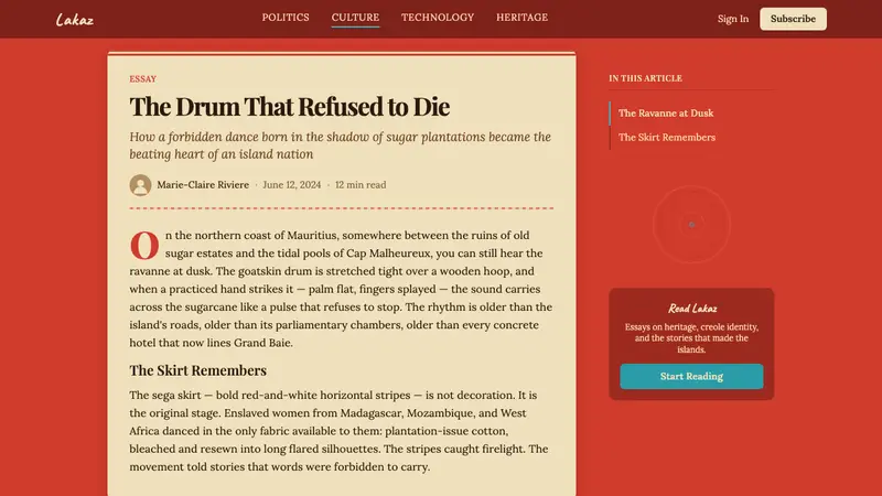 Mauritian Sega Creole (1810) — Web · article