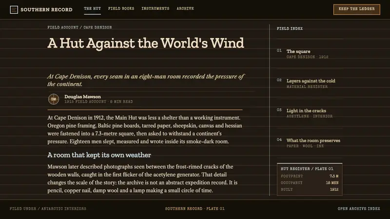 Mawson's Hut Expedition — Web · article