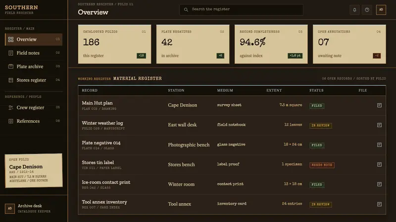 Mawson's Hut Expedition — Web · dashboard