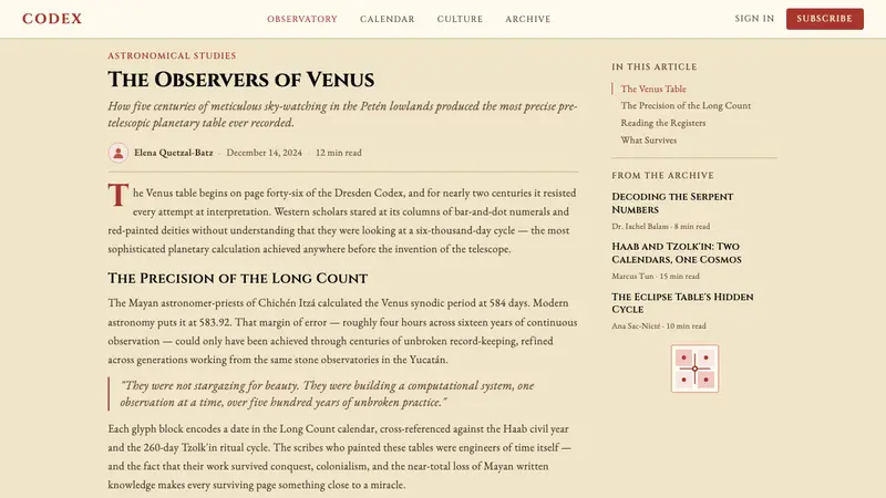 Mayan Dresden Codex — Web · article