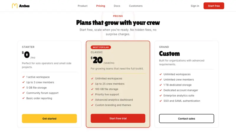 McDonald's Golden Arches — Web · pricing
