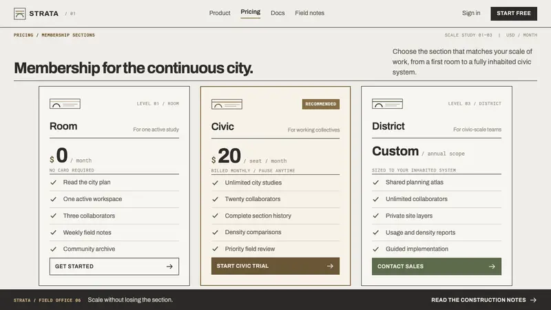 Arcology Section Drawing — Web · pricing