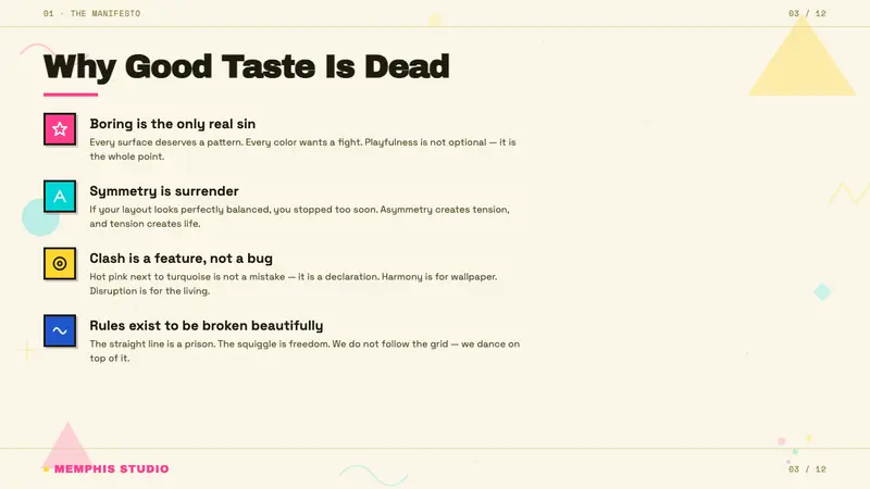 Memphis (Sottsass 1981) — Slides · content