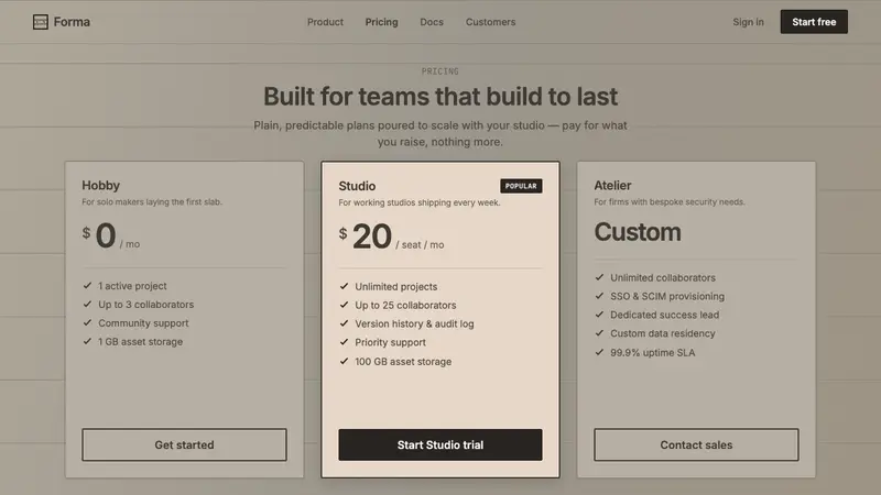 Mexican Concrete Brutalism — Web · pricing