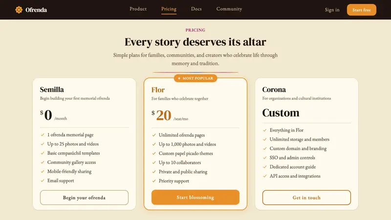 Día de los Muertos — Web · pricing