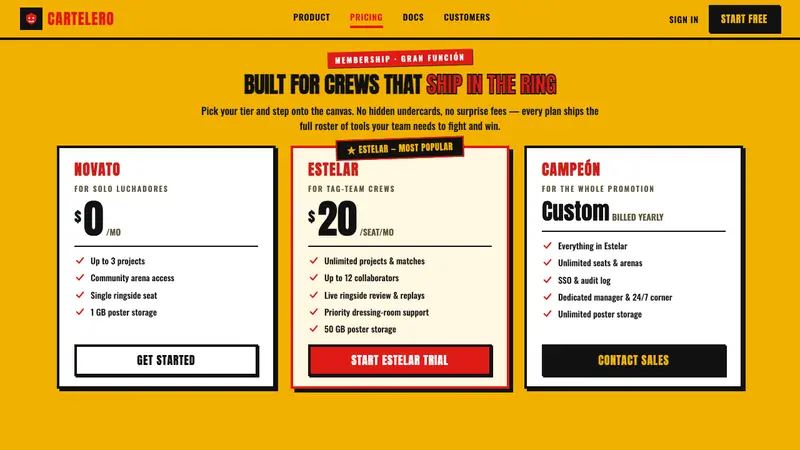 Lucha Libre Fight Cartel — Web · pricing