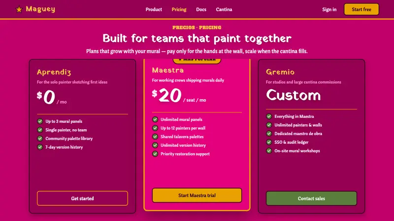 Mexican Pulquería Mural — Web · pricing