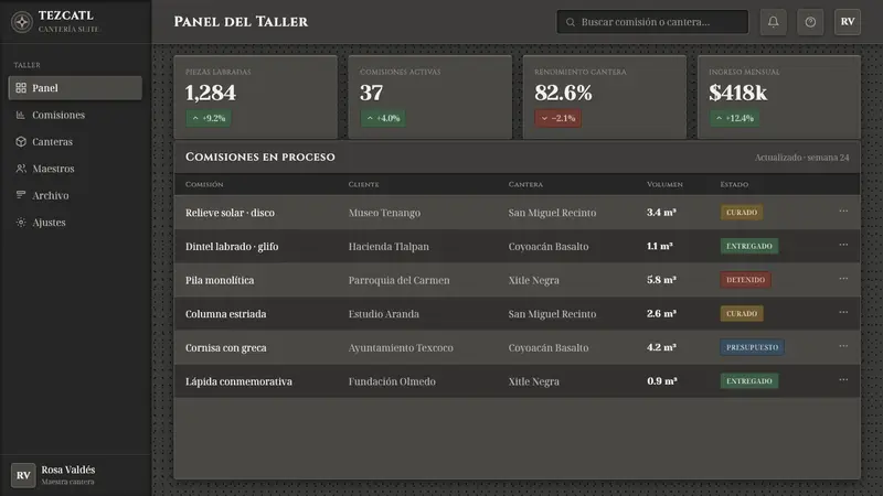 Mexican Volcanic Stone — Web · dashboard