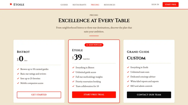 Michelin Guide Red-Stars — Web · pricing