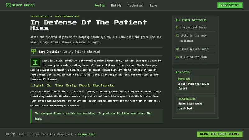 Minecraft Creeper — Web · article
