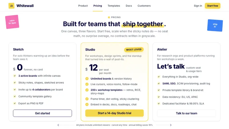 Miro Collab Yellow — Web · pricing