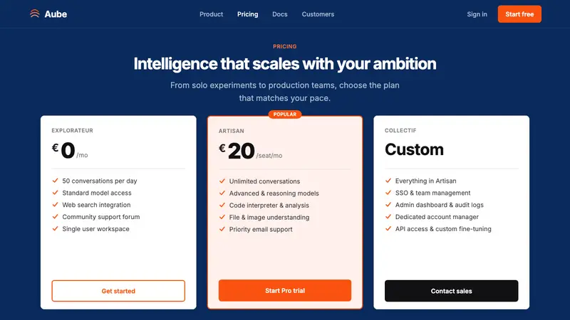 Mistral Le Chat French AI — Web · pricing