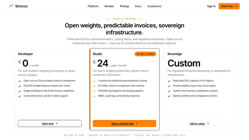 Mistral AI Orange — Web · pricing