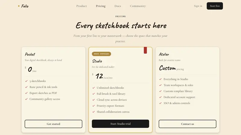 Moleskine Sketchbook (1997) — Web · pricing