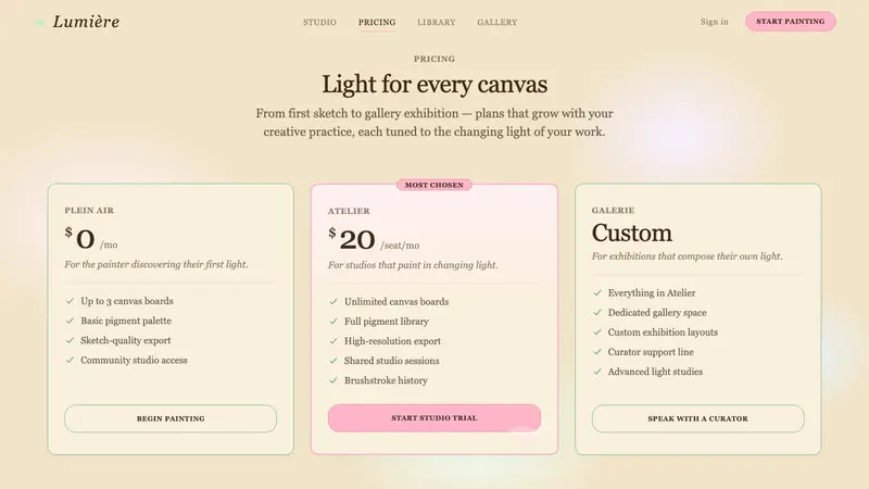 Claude Monet Impressionist — Web · pricing