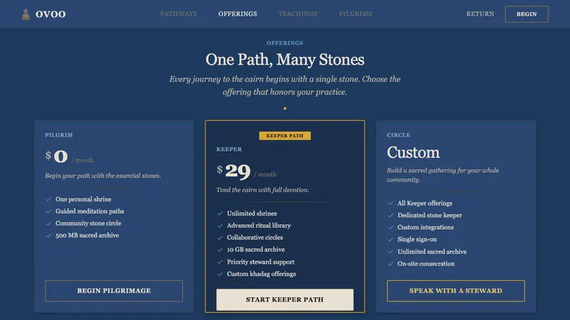 Mongolian Ovoo (Cairn Prayer Site) — Web · pricing