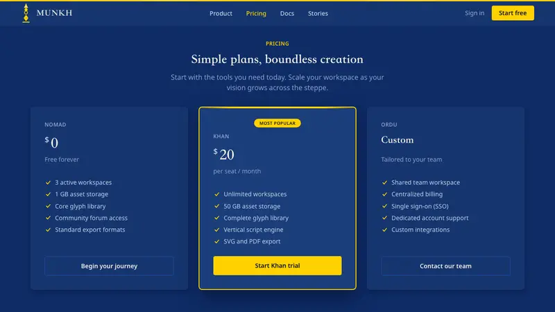 Mongolian Soyombo — Web · pricing