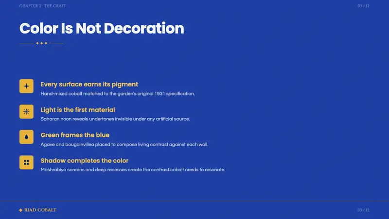 Jardin Majorelle Blue — Slides · content