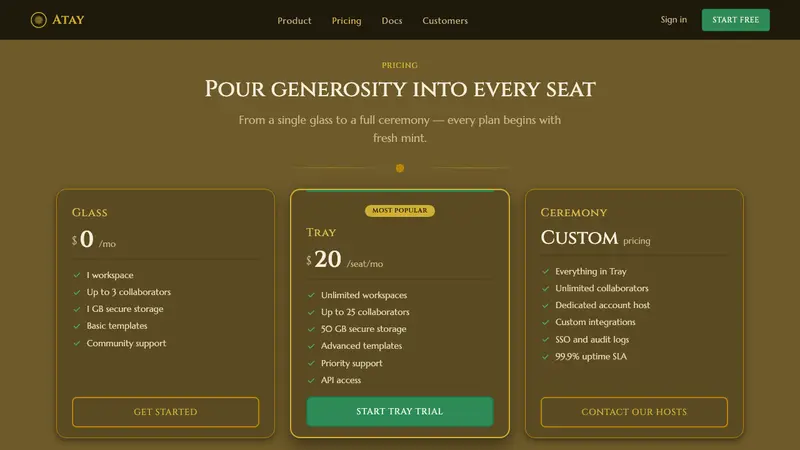 Moroccan Mint Tea — Web · pricing