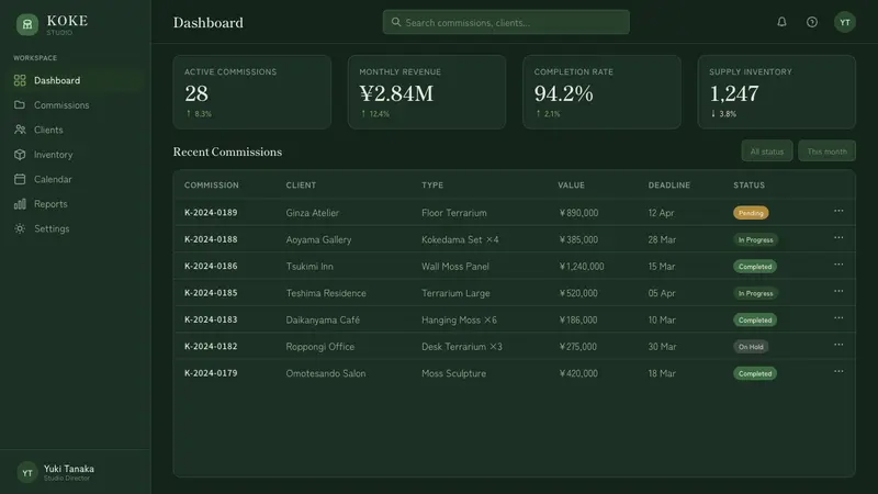 Moss Terrarium — Web · dashboard