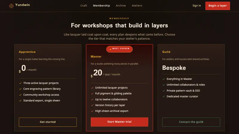 Bagan Yun Lacquerware — Web · pricing