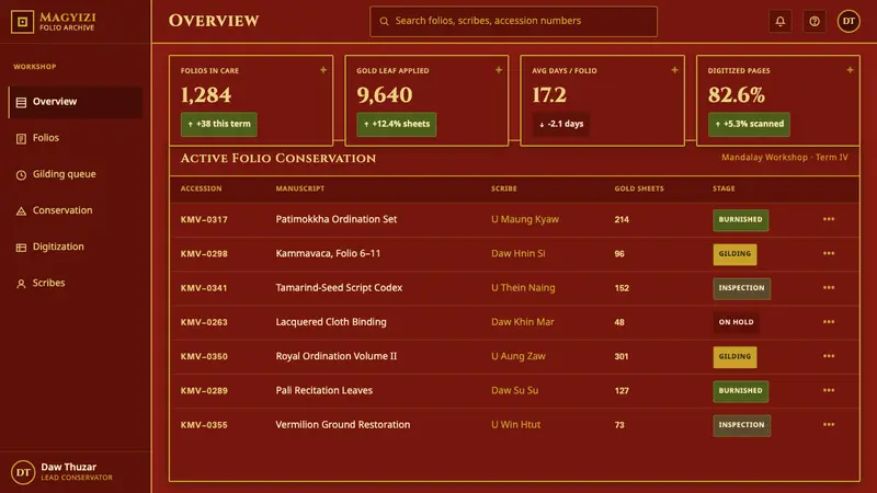 Kammavaca Manuscript — Web · dashboard
