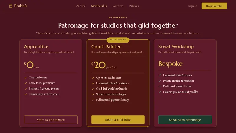 Mysore Gesso Gold Painting — Web · pricing
