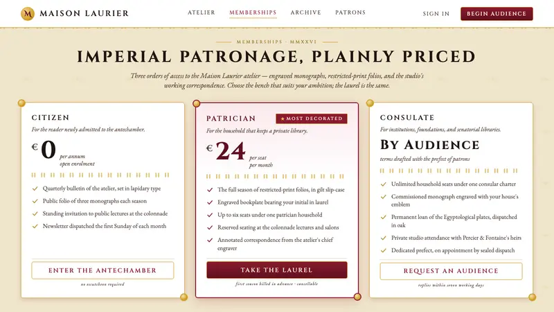 Napoleonic Empire Style — Web · pricing
