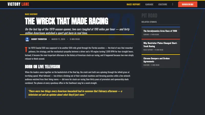 NASCAR Stock Car — Web · article