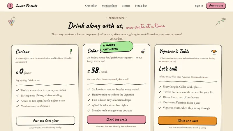 Natural Wine Low-Fi — Web · pricing