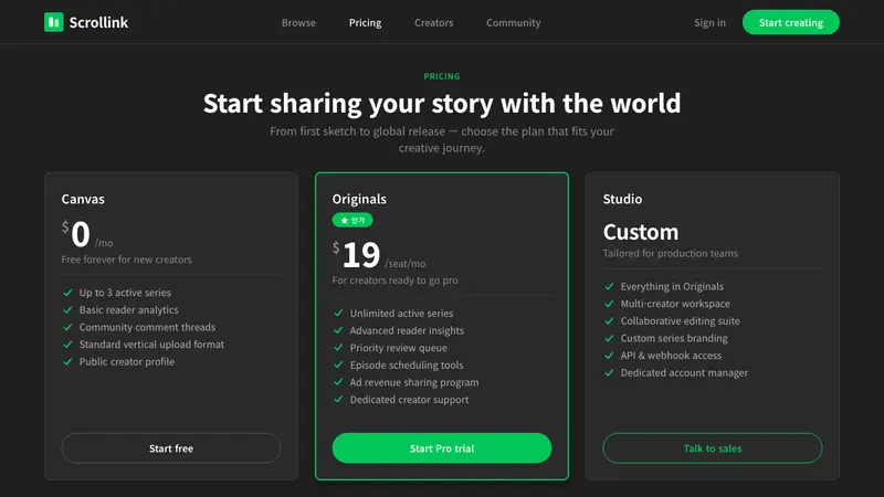 Naver Webtoon (2024) — Web · pricing