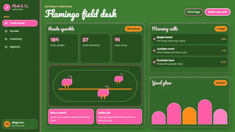 Pink Flamingo Lawn Ornament — Web · dashboard