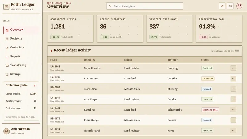 Nepali Lokta Paper — Web · dashboard